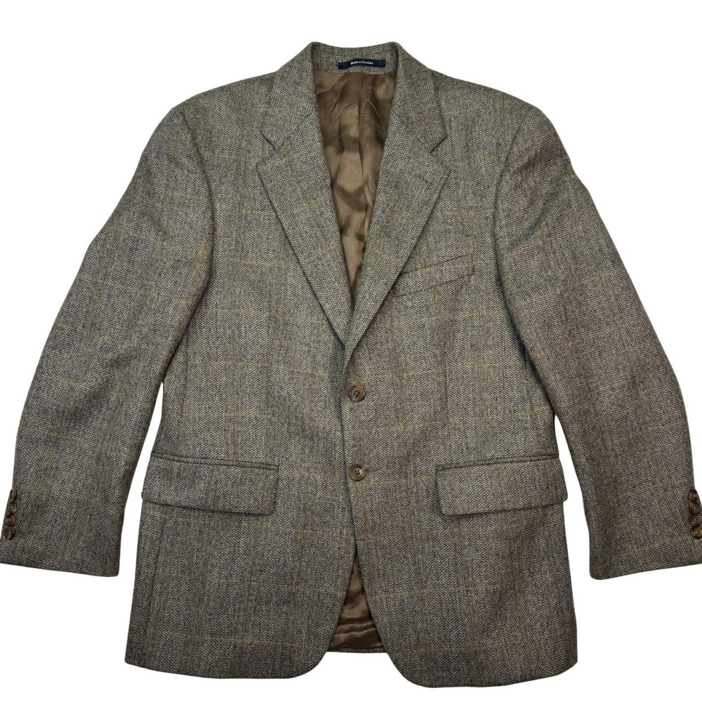 Vintage Chaps Ralph Lauren Tweed Wool Blazer Herringbone Windowpane 40R Medium